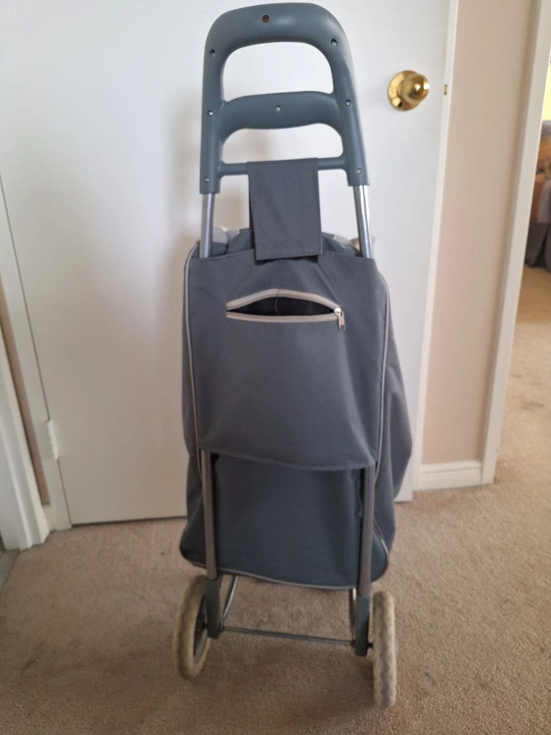 Grey rolling shopping trolley with drawstring - photo 3