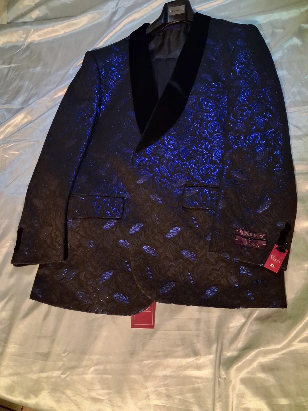 VINCI Men's Tuxedo Jacket & Pants Set - Sapphire Blue XL