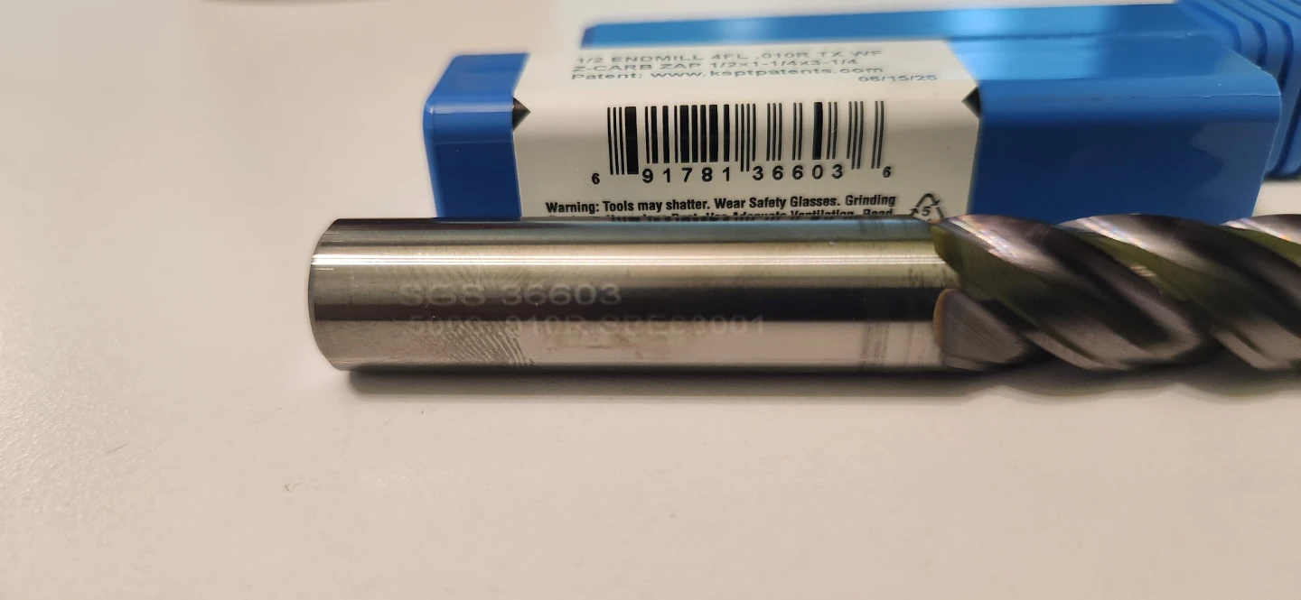 SGS 1/2" Endmill 4FL .010R TX WF Z-Carb - photo 3
