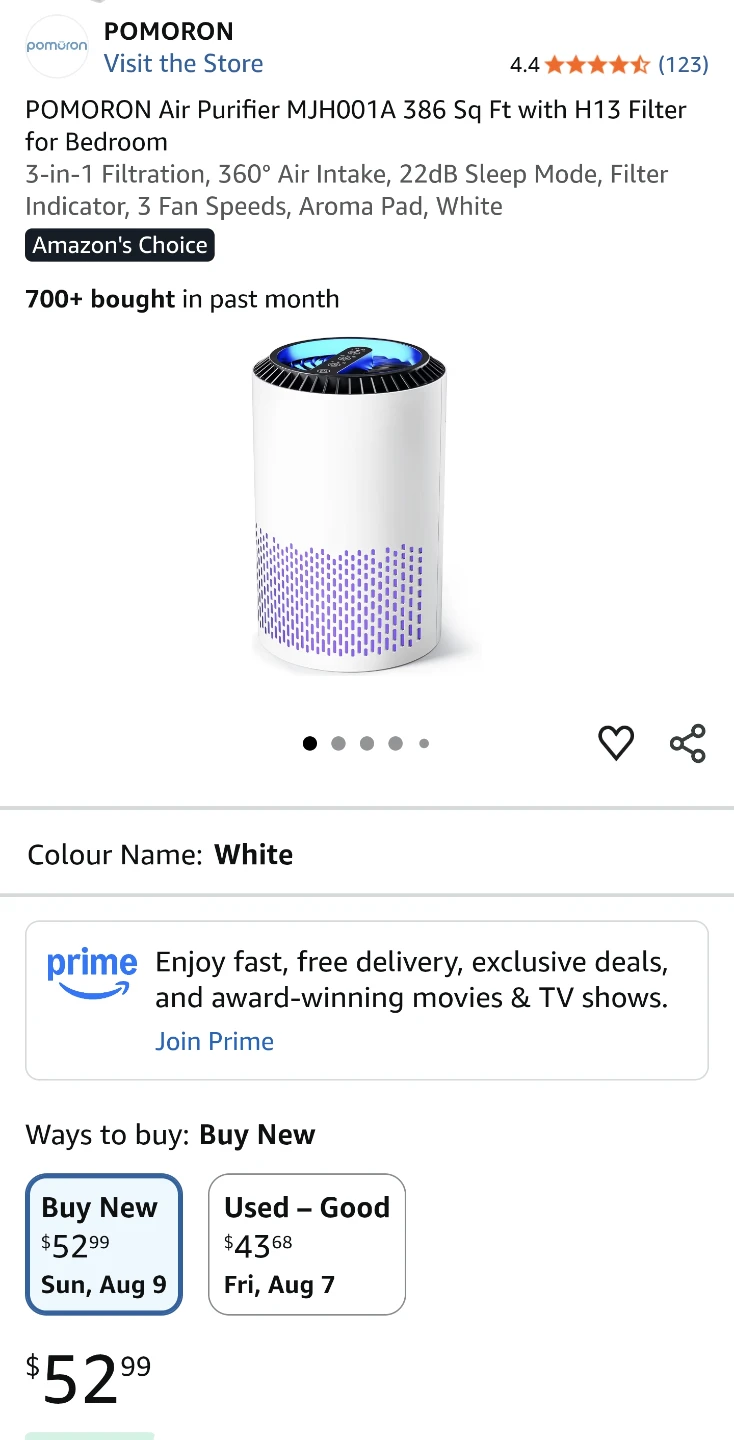 POMORON Air Purifier MJH001A White