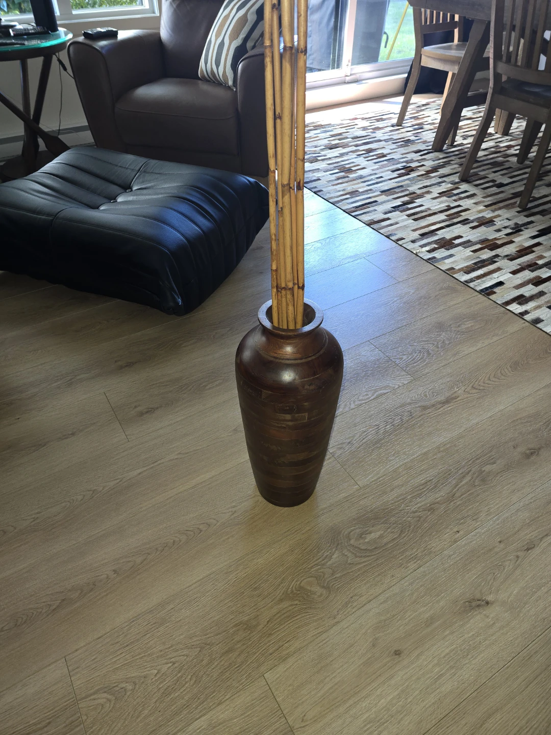 Wooden Vase with Bamboo Decor - photo 2