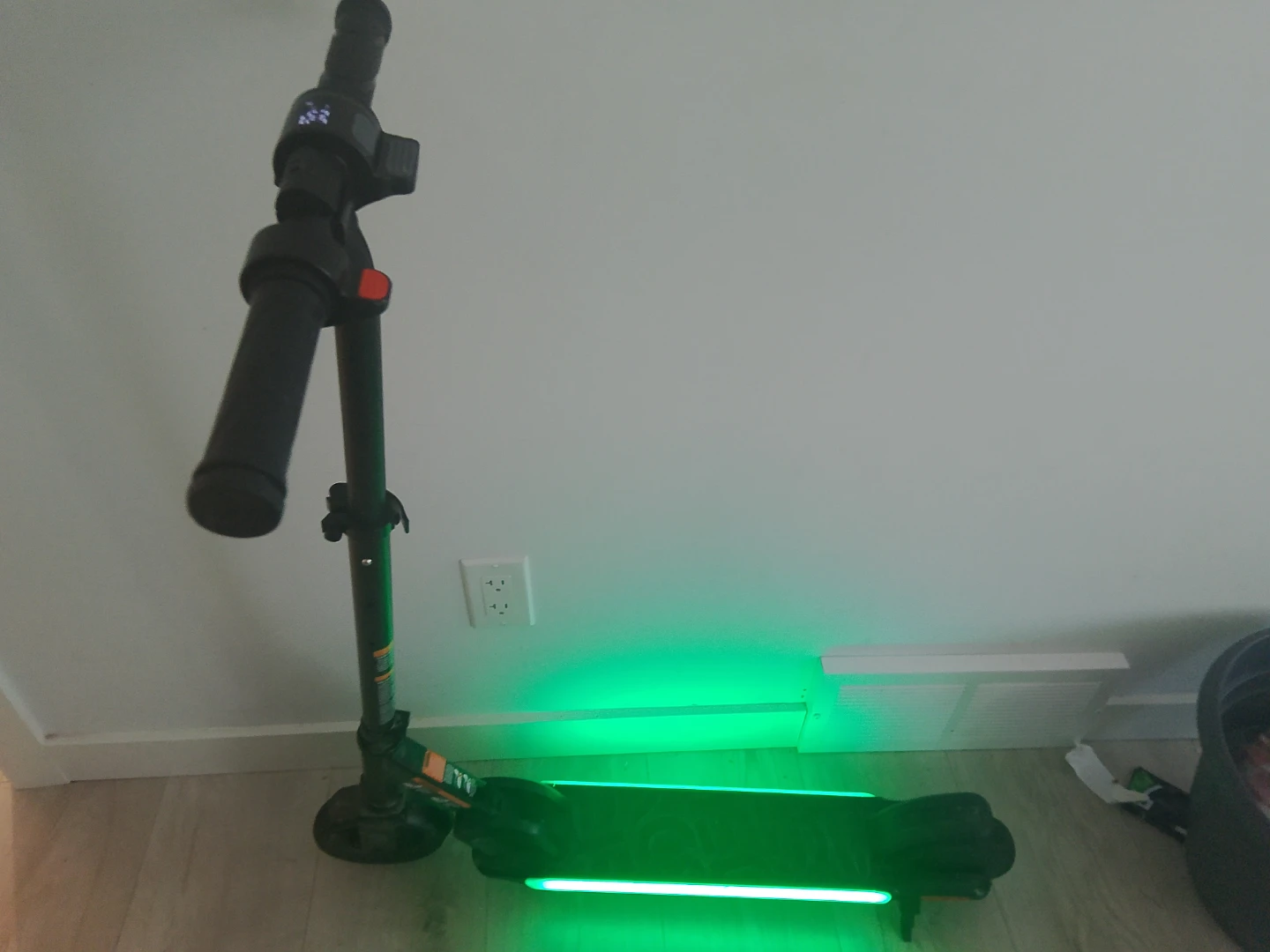 Electric Scooter with Green LED Lights