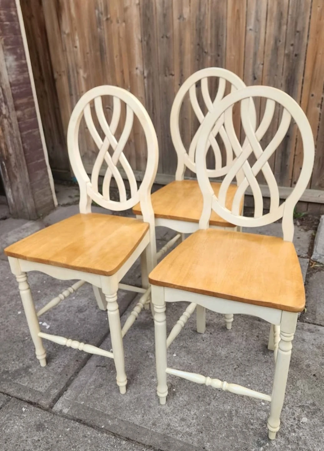 Counter Height 3 Cream and Wood Accent Chairs - photo 2