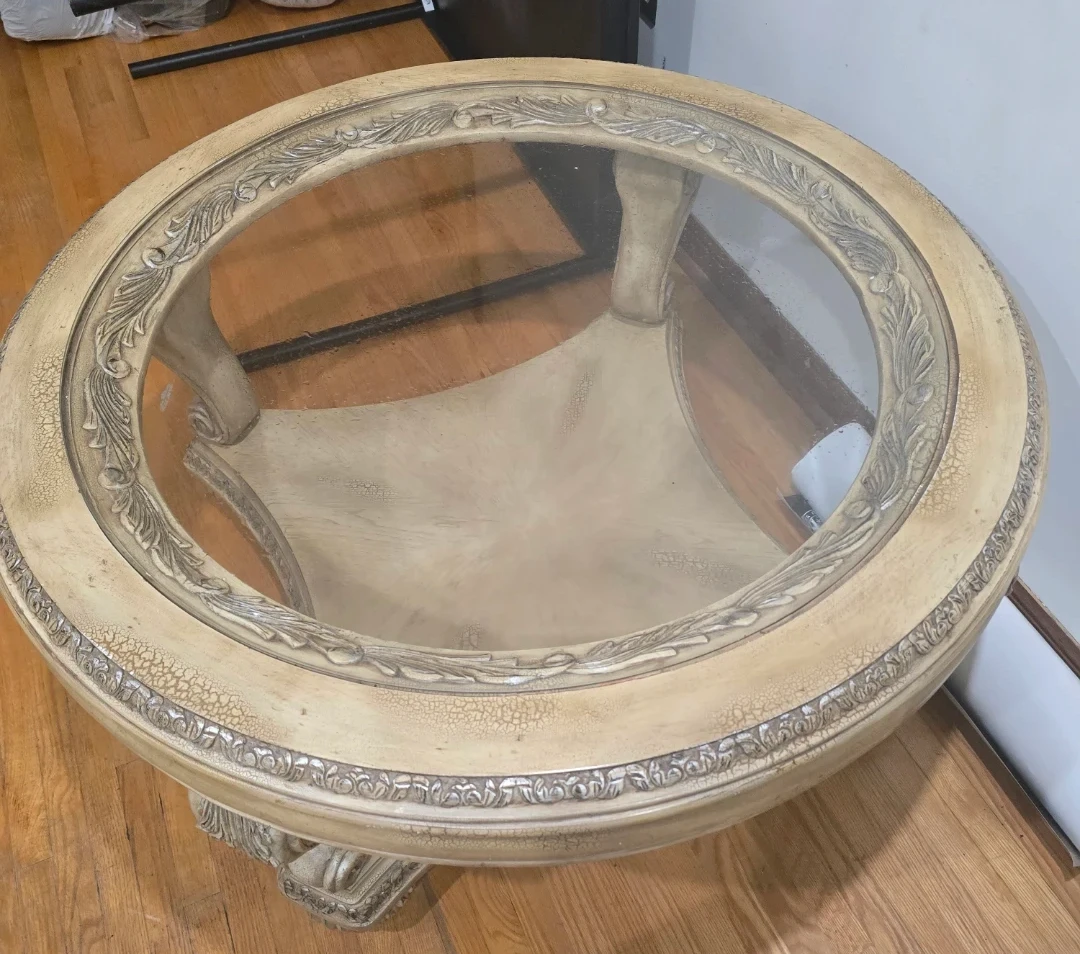 Ornate Coffee Table with Glass Top - photo 2