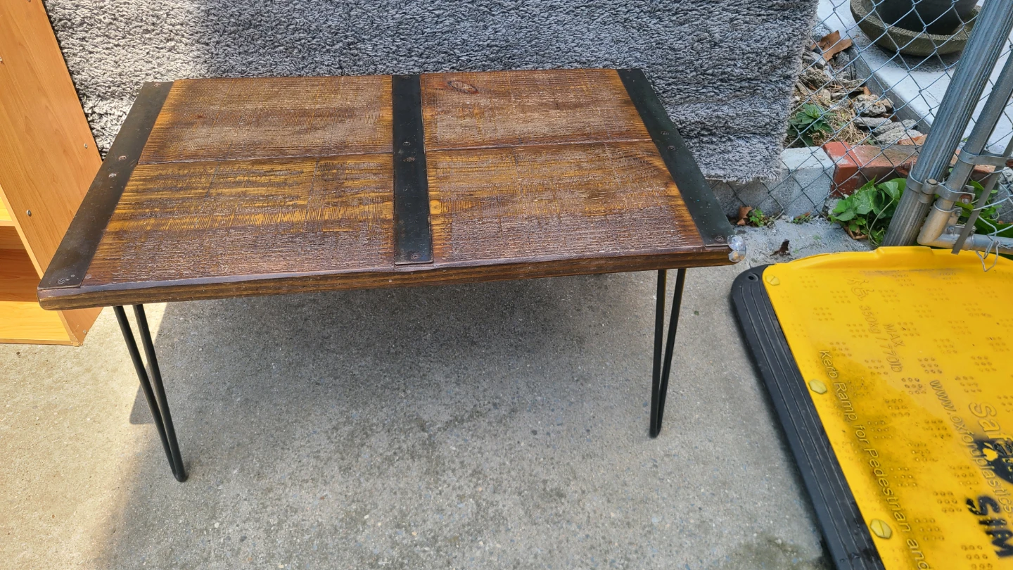 Antique Wood Coffee Table with Metal Accents - photo 2