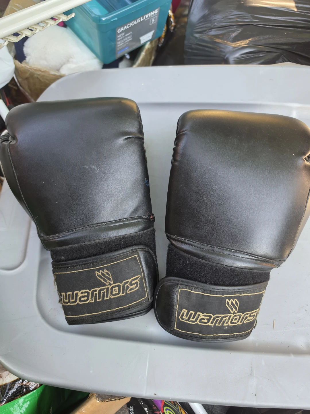 Used -Warriors Black Boxing Gloves