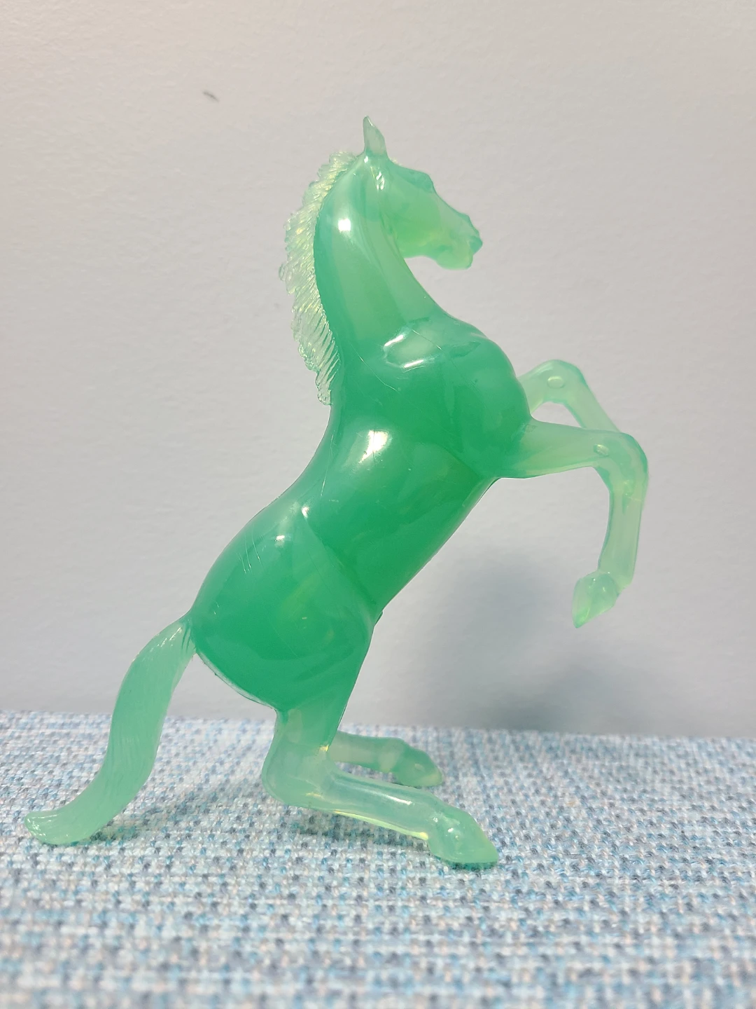 Vintage Translucent Green Rearing Horse Figurine - photo 2