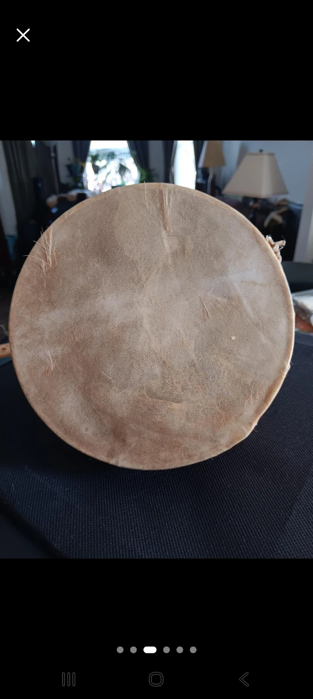 Native American Style Drum with Wolf and Eagle - photo 3