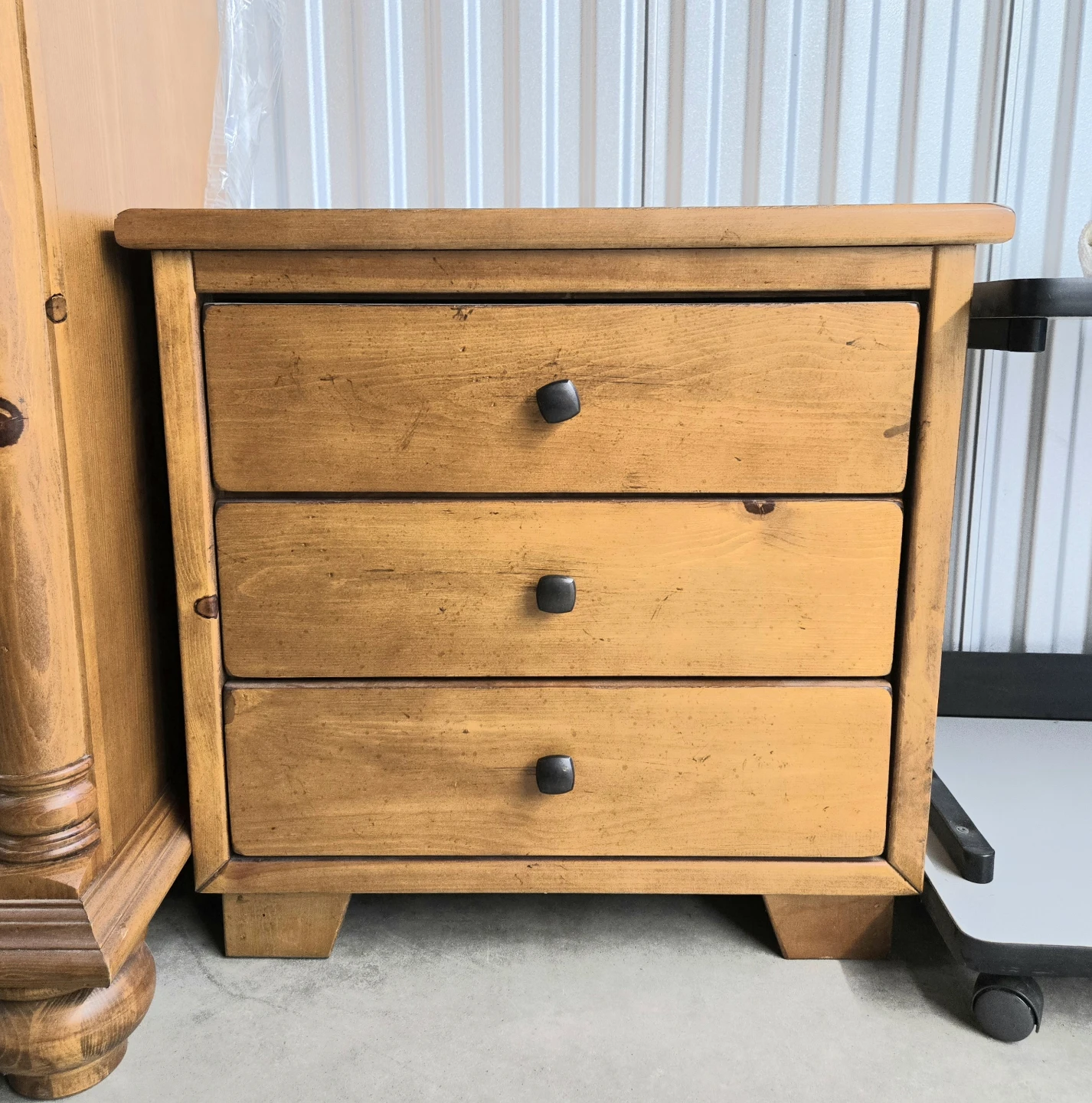 Solid Pine 5-Drawer Tallboy and 3-Drawer Nightstand Set - photo 4