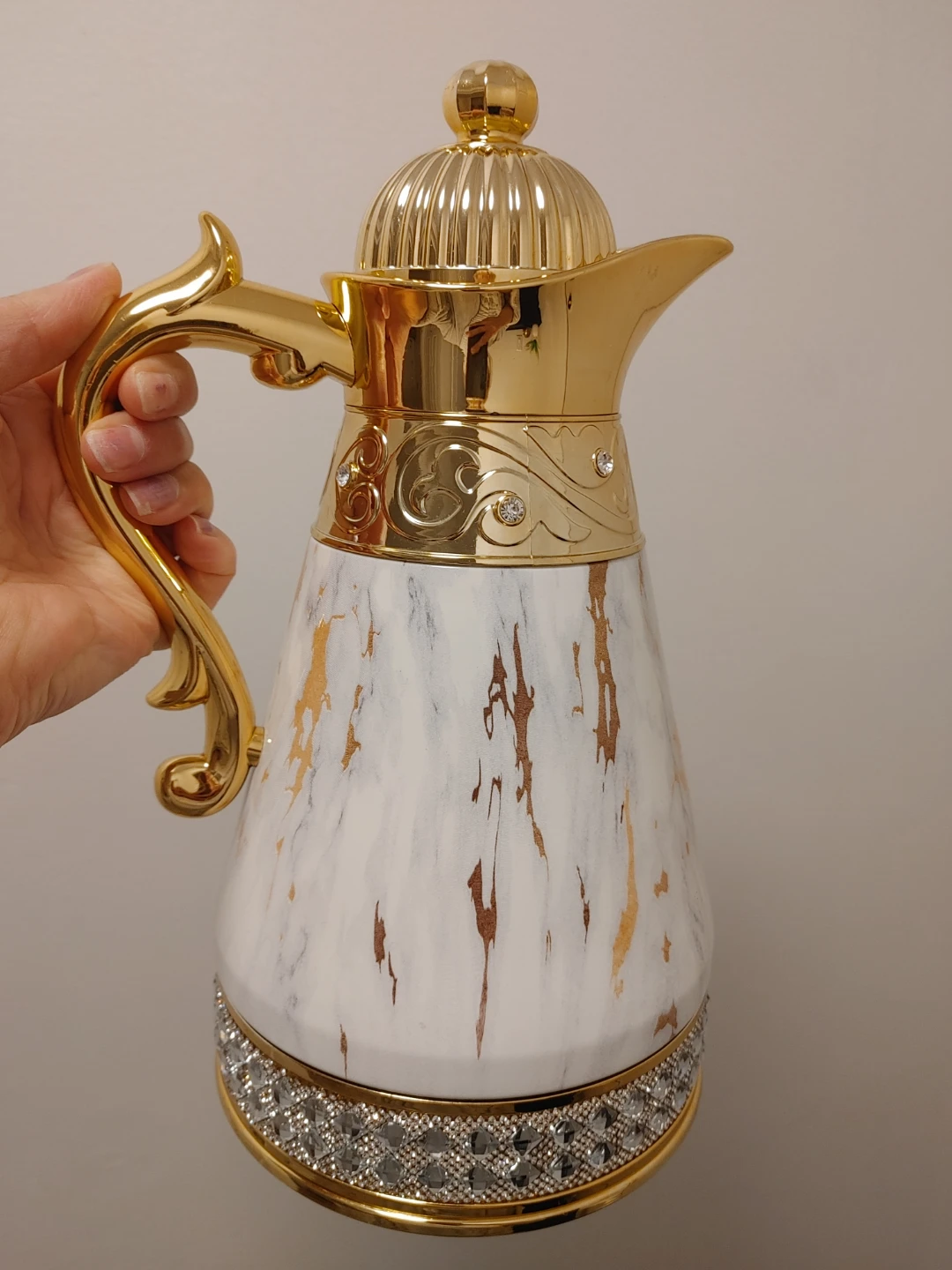 Gold and White Thermos