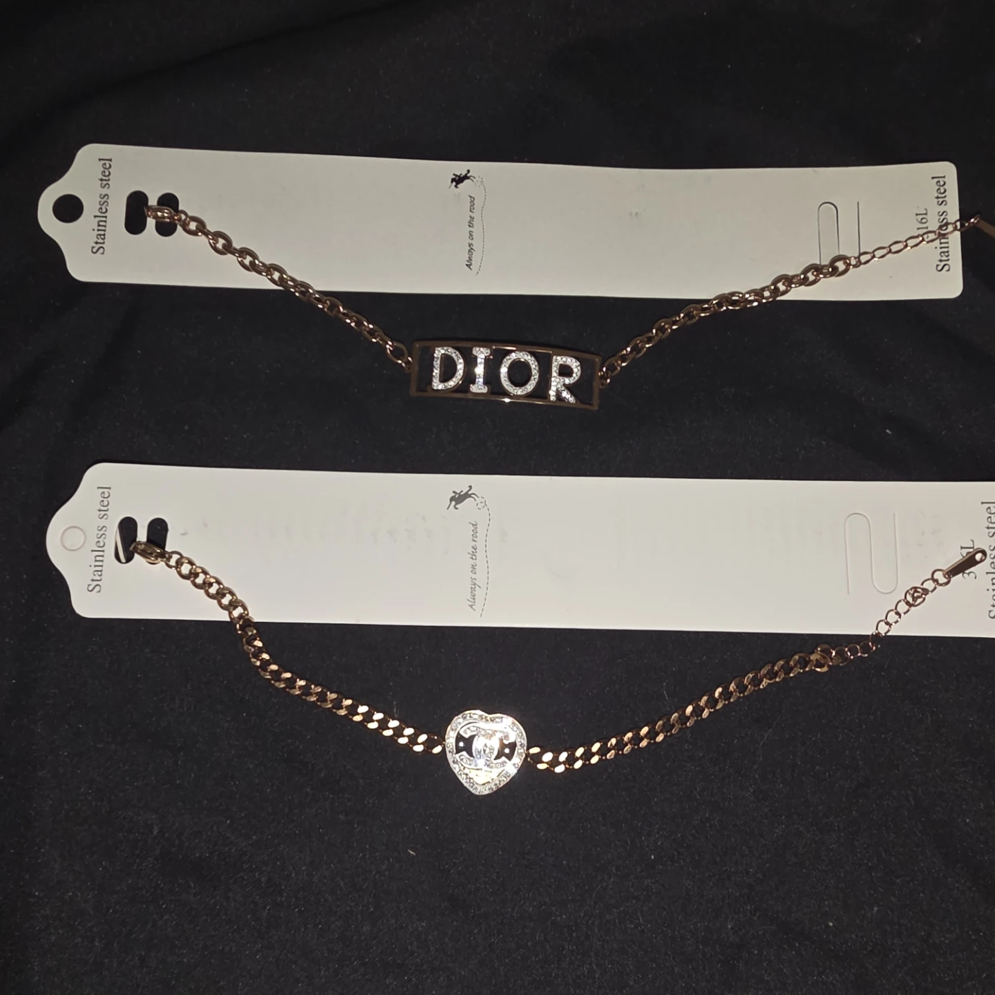 Two Rose Gold Tone Designer Inspired Bracelets