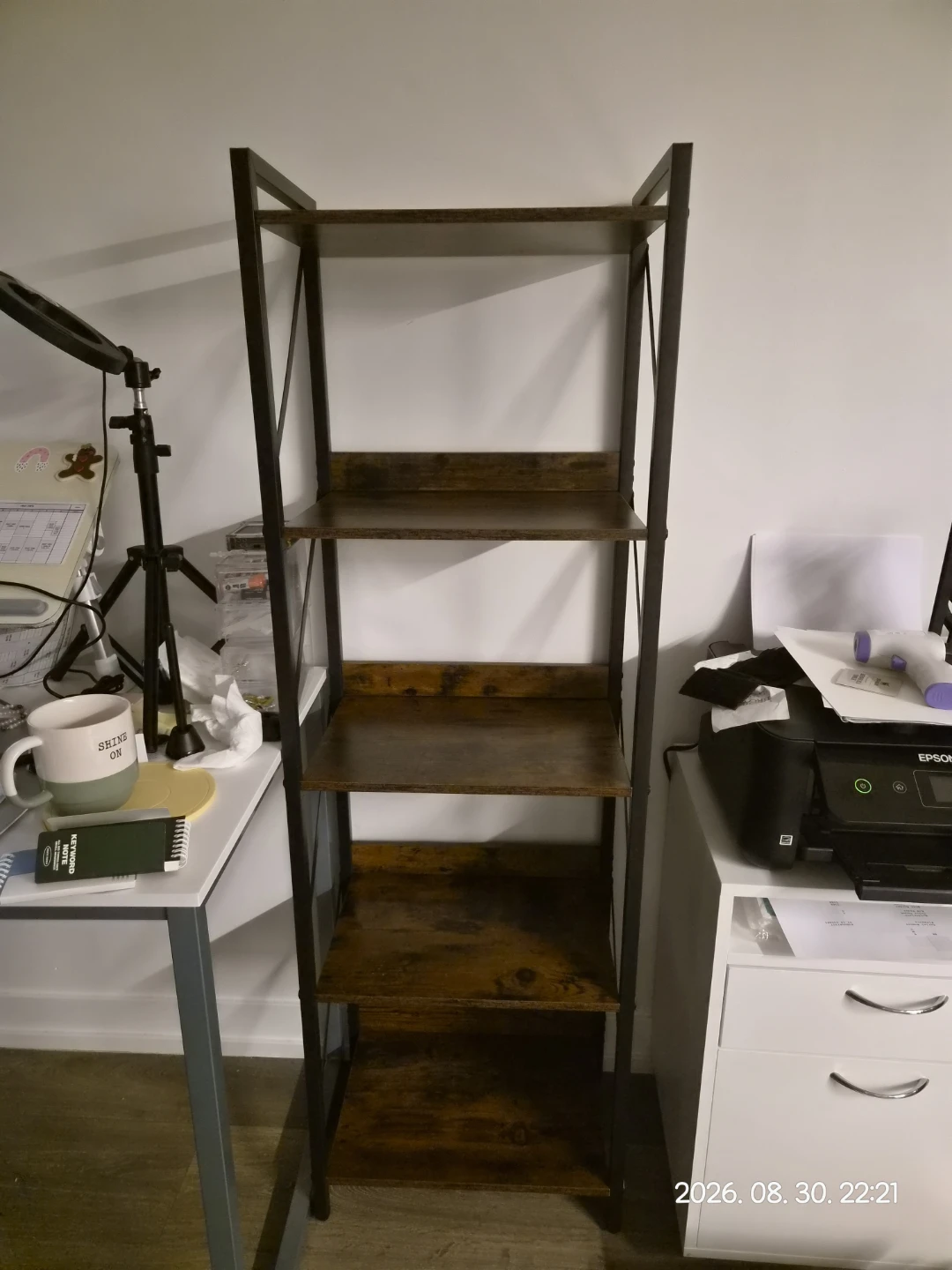 Industrial Style 5-Shelf Bookshelf