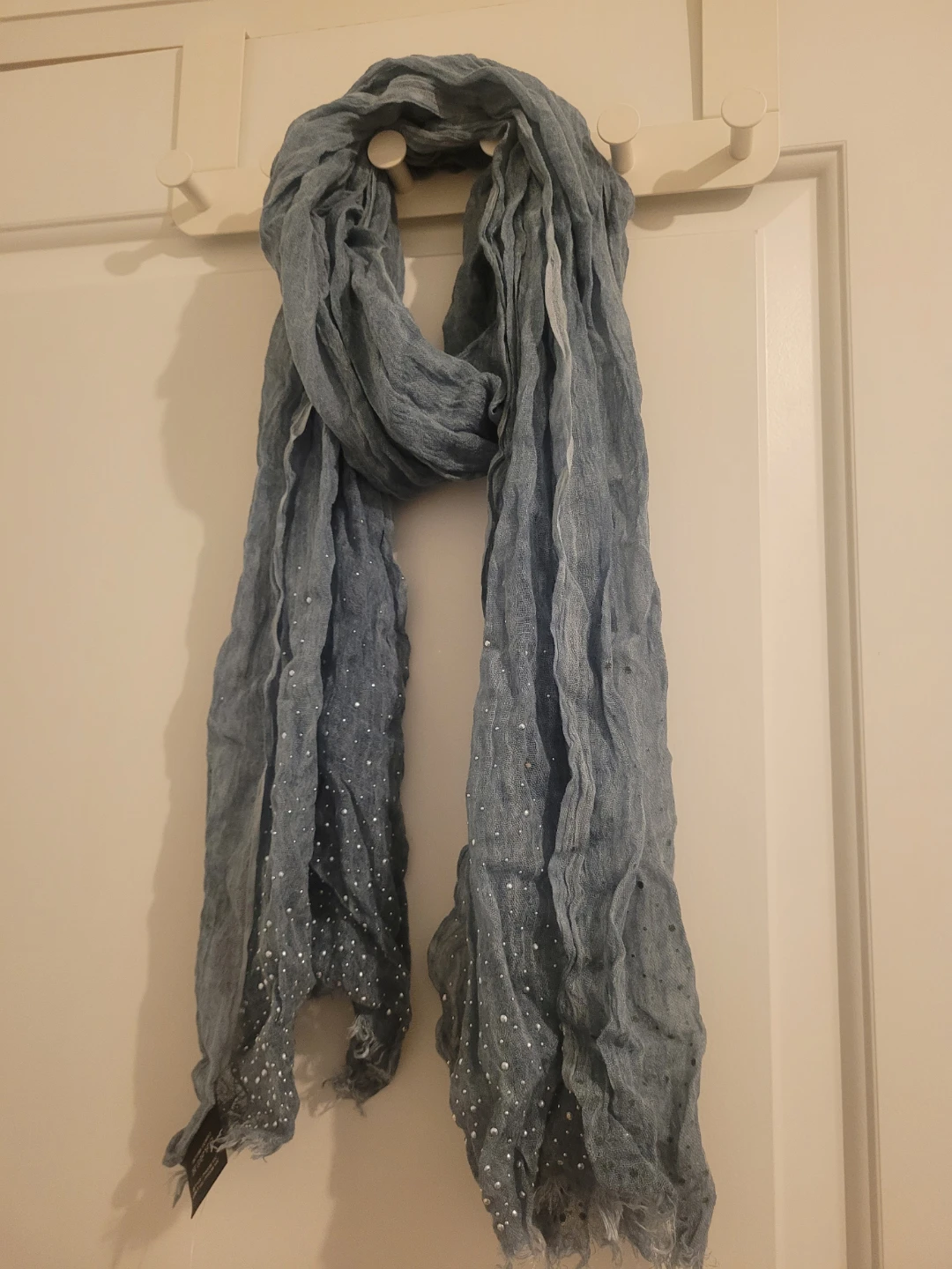 Lord & Taylor Blue Scarf with Rhinestones