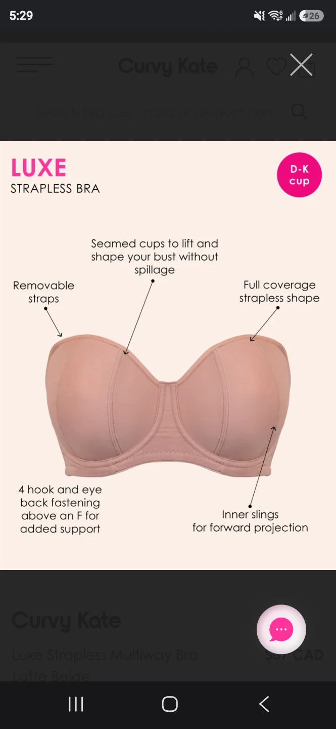 36O Curvy Kate Luxe Strapless Multiway Bra - Latte Beige