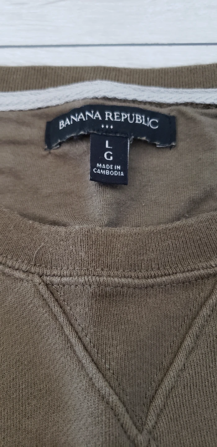 Banana Republic Men's Crewneck Sweatshirt - Olive - Large - photo 2
