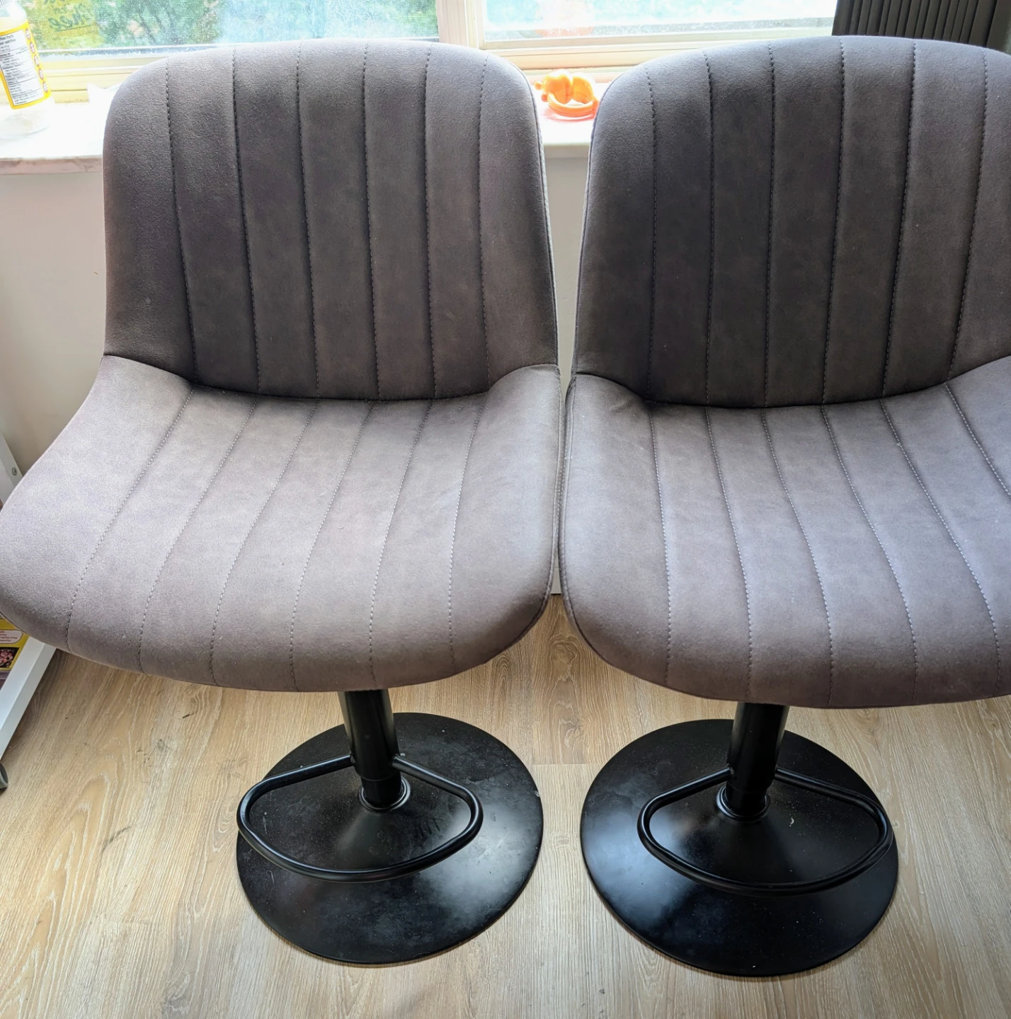 Moving out sale-Set of 2 Grey Faux Leather Bar Stools