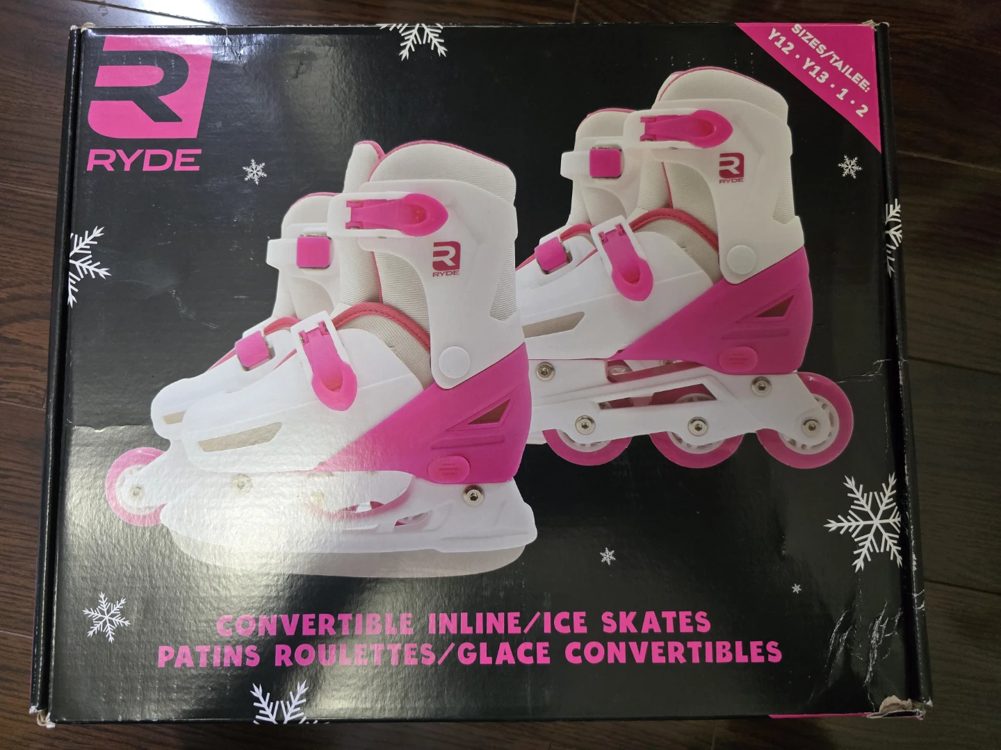 Ryde Convertible Inline/Ice Skates Size Y12-Y13 / 1-2