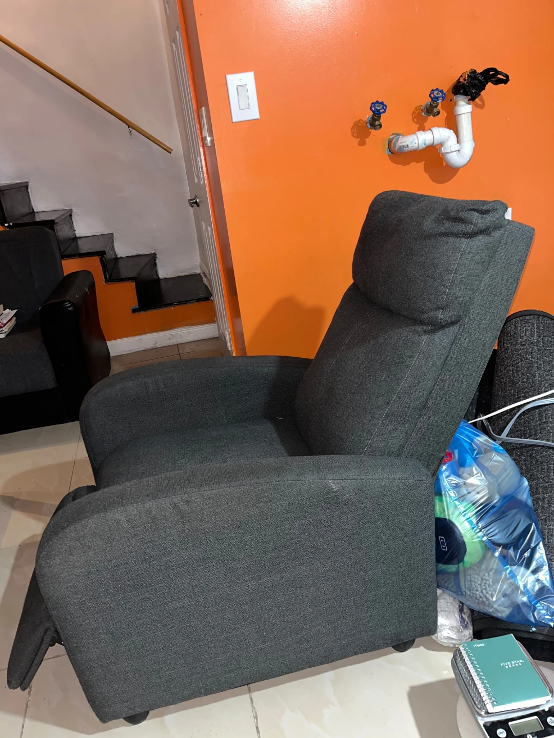 Dark Gray Recliner Chair and sofa