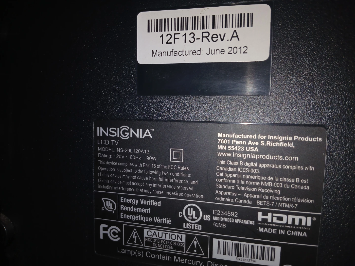 INSIGNIA 29" TV LCD - photo 3