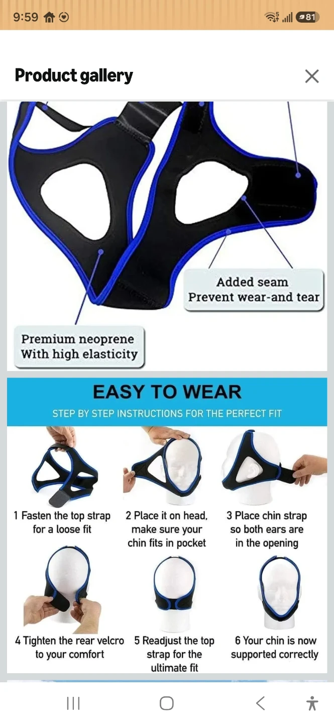 Adjustable anti-snoring chin strap, 2 pcs - photo 4