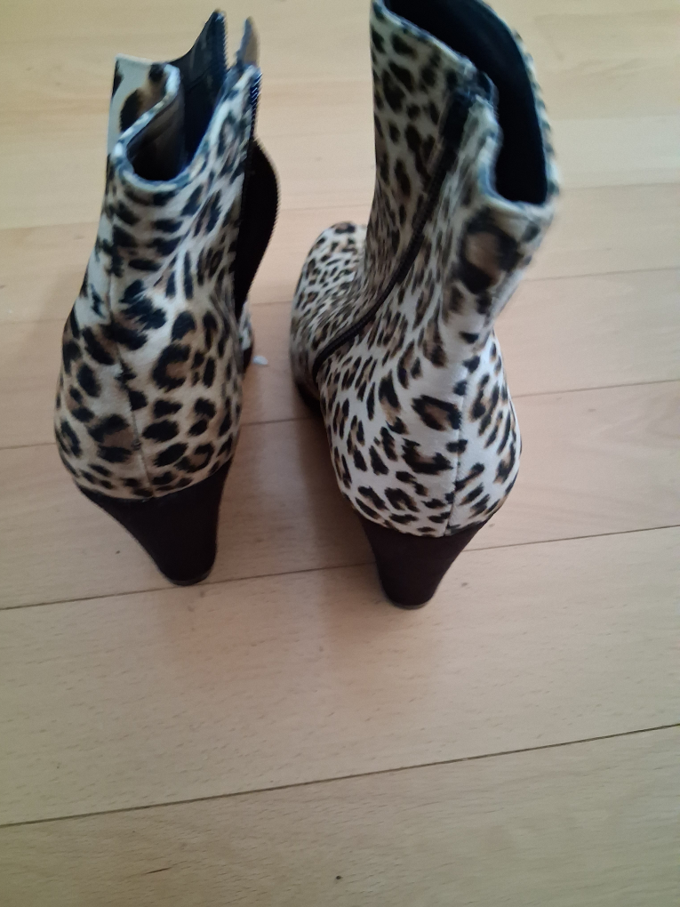 Leopard Print Wedge Ankle Boots