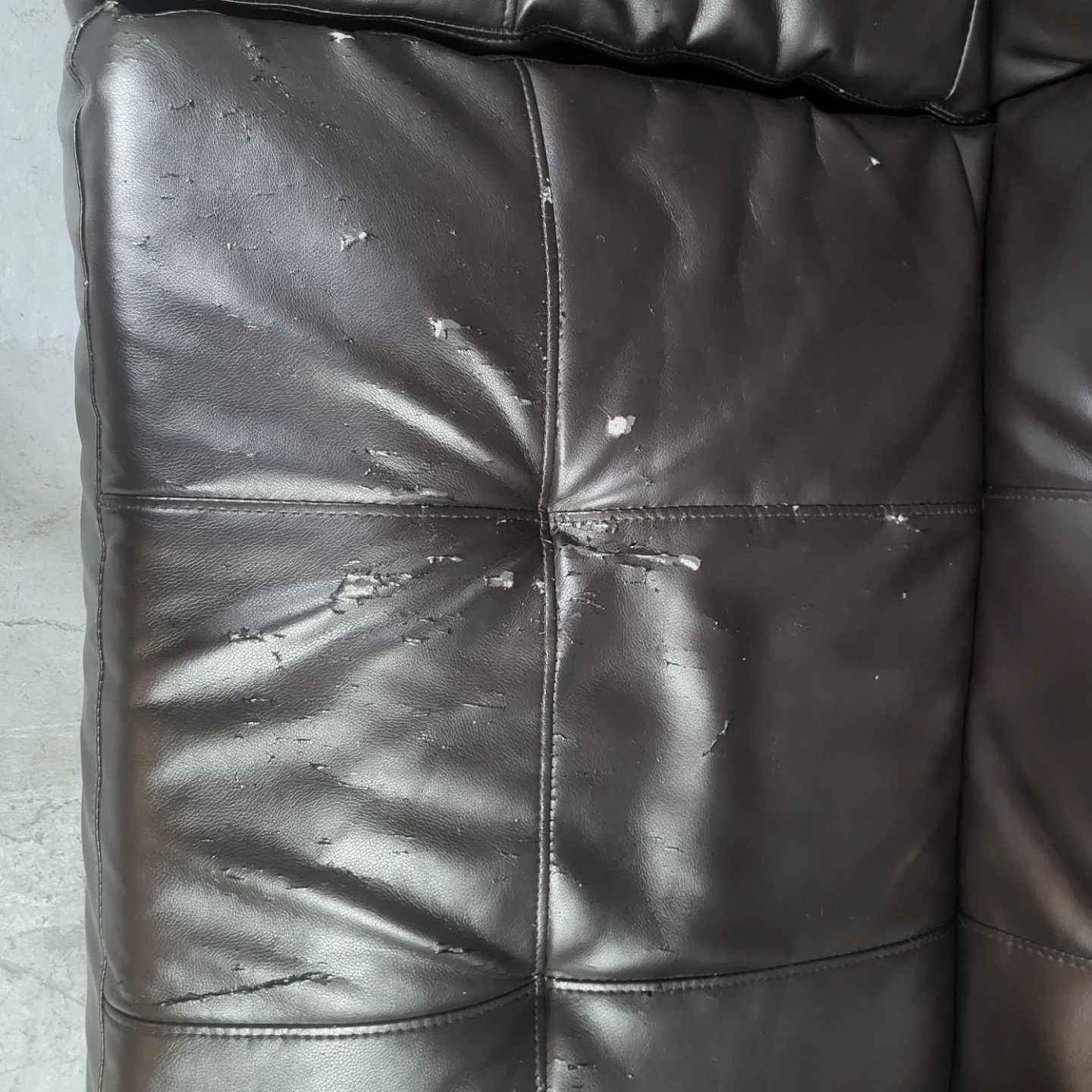 Brown Faux Leather Sofa - photo 2