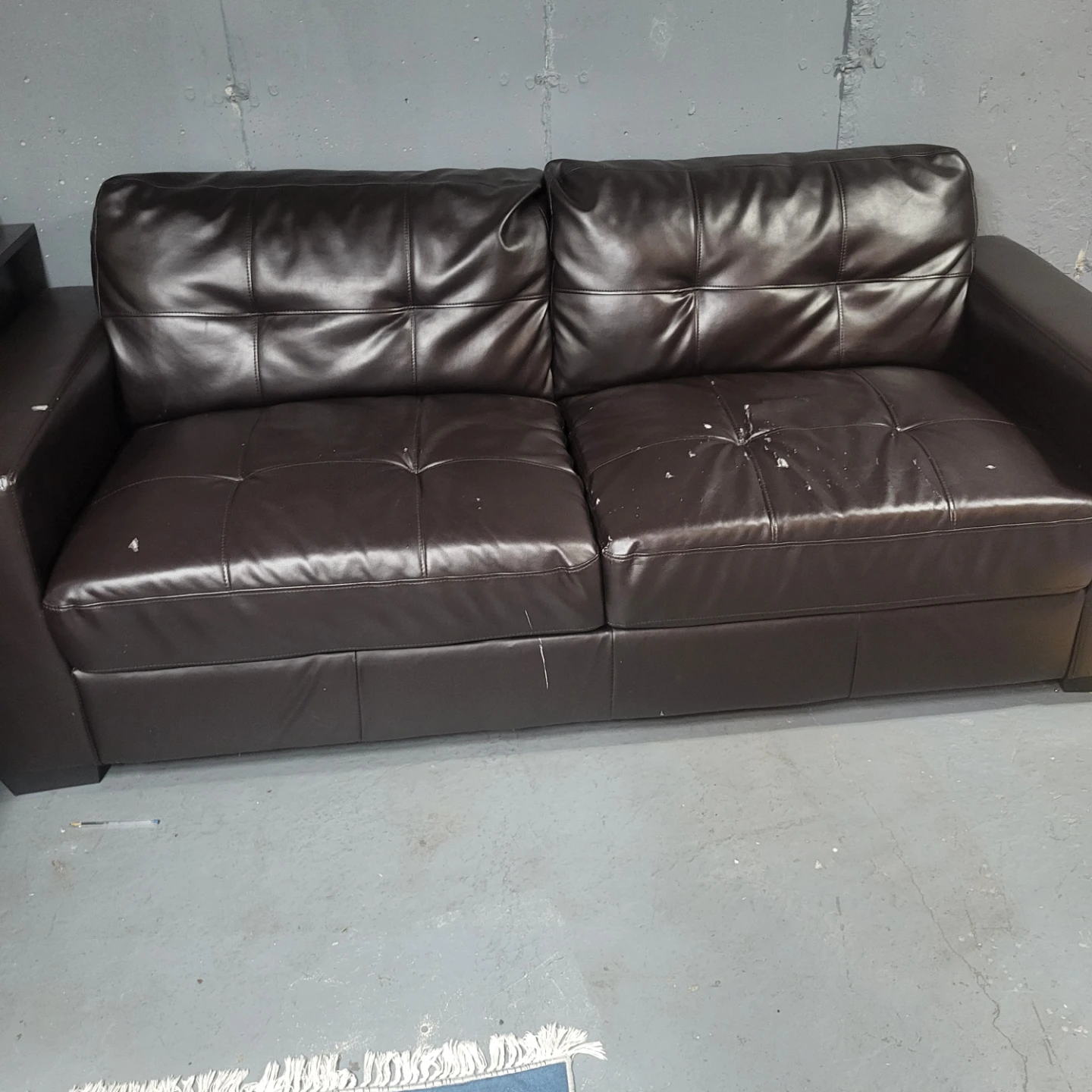 Brown Faux Leather Sofa - photo 3