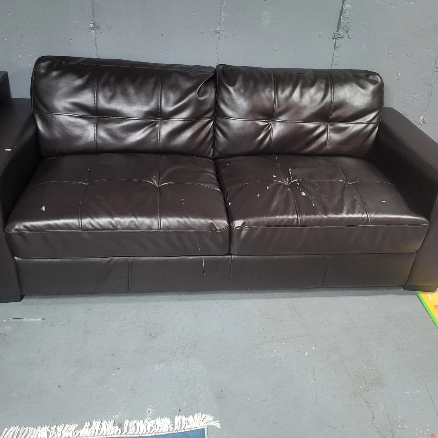 Brown Faux Leather Sofa - photo 4