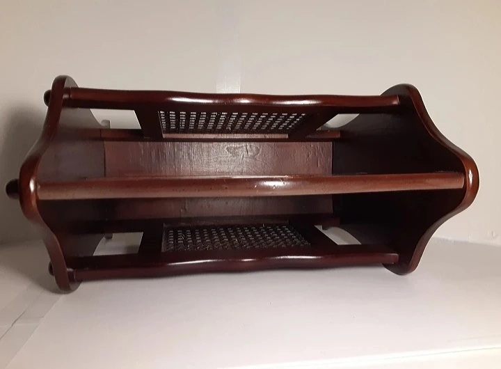 Vintage Wooden Magazine Rack w/Cane Inlay - photo 3