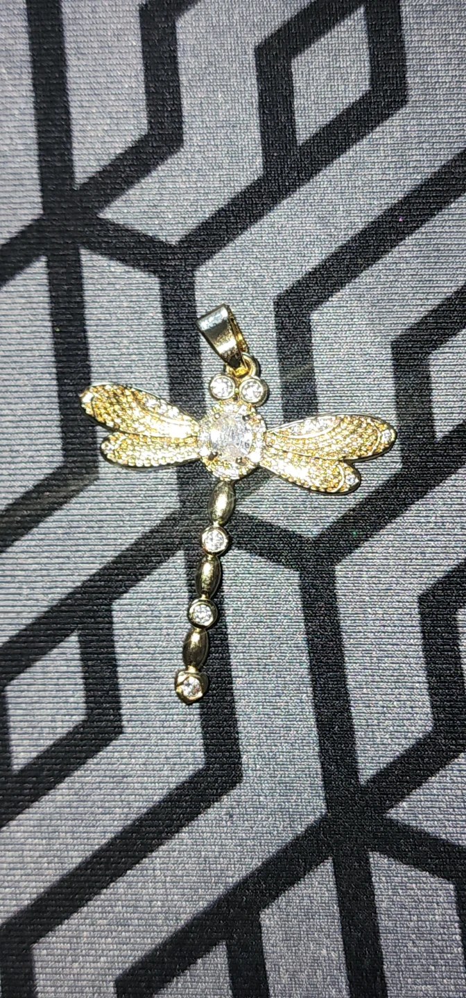 Gold plated Dragonfly Pendant  with Rhinestones - photo 2