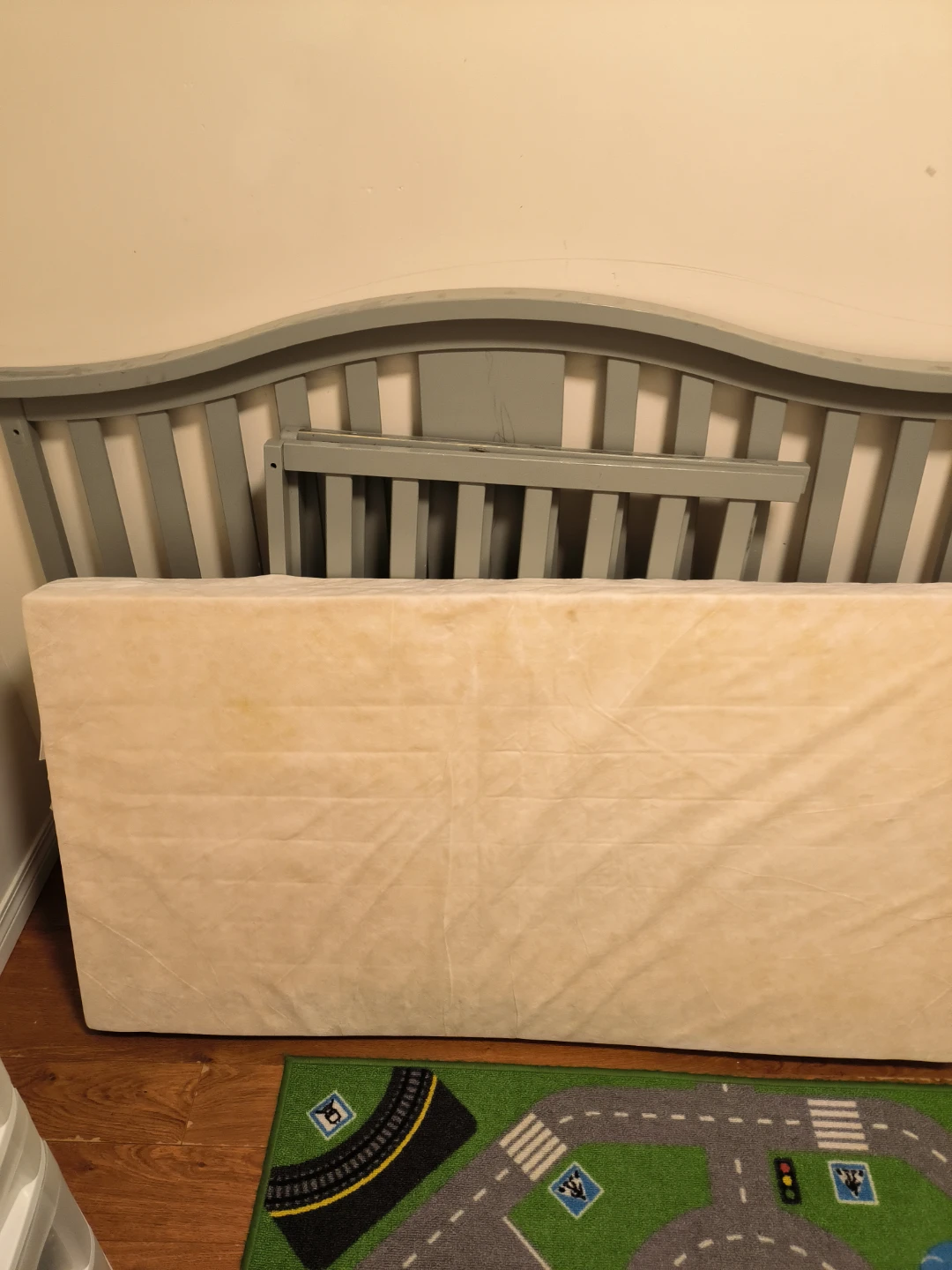 Grey Convertible Crib with Mattress