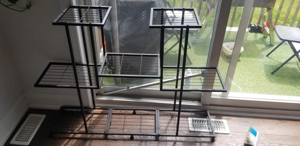 Black Metal Plant Stand with Multiple Tiers
