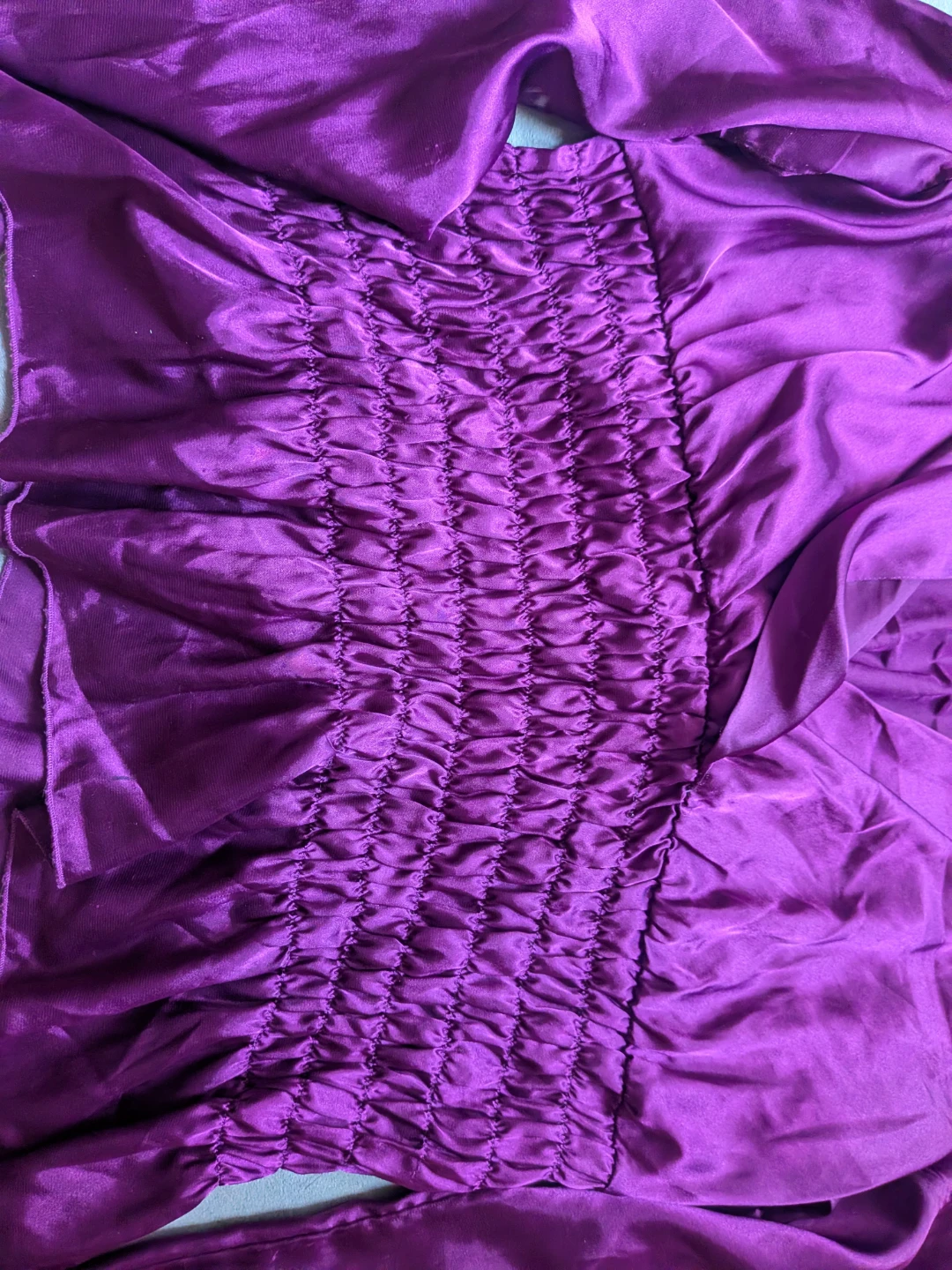 Allison Taylor Purple Satin Smocked Blouse XL - photo 2