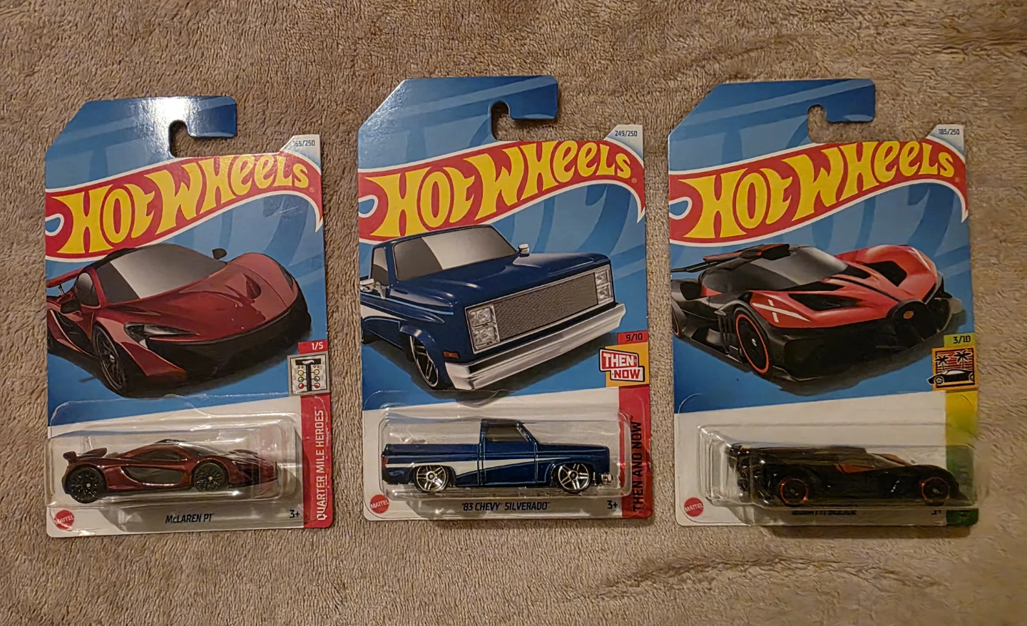 Hot Wheels (Bugatti Bolide, '83 Chevy Silverado, McLaren P1)