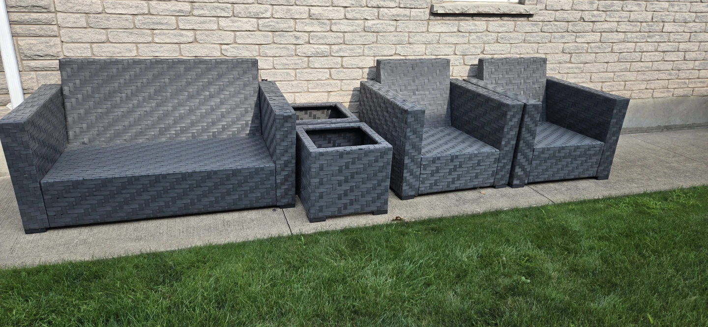 Grey Rattan Patio Furniture Set - 4 pieces