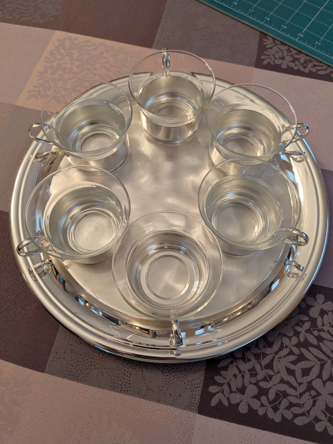 Silver Tray with 6 Glass Cups - photo 2