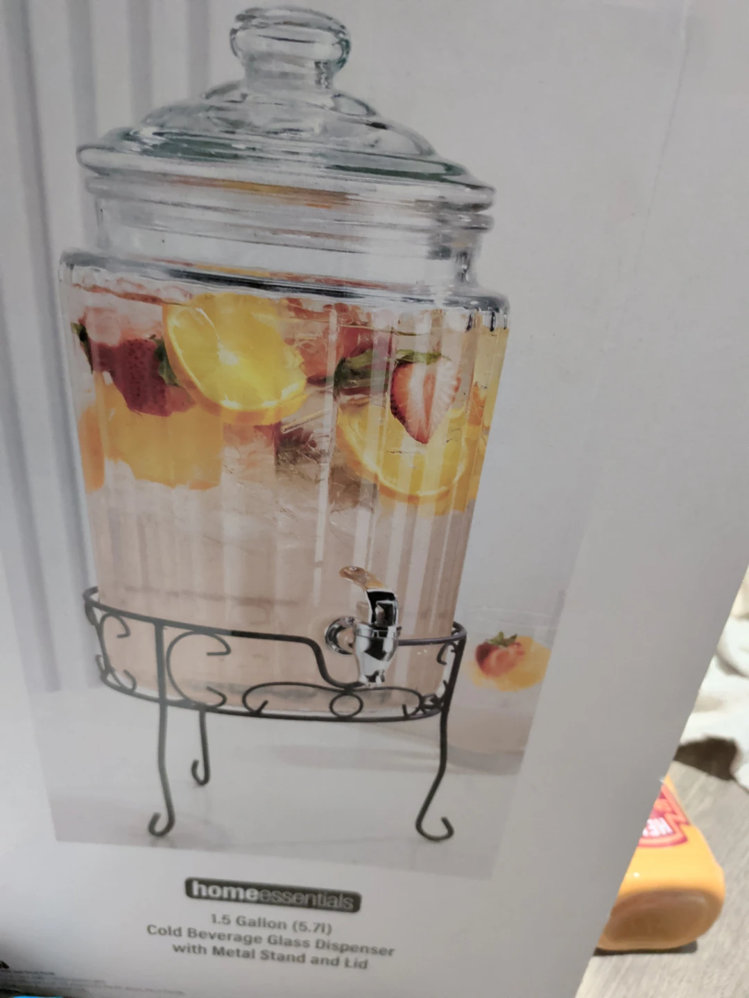 Home Essentials 1.5 Gallon Cold Beverage Glass Dispenser
