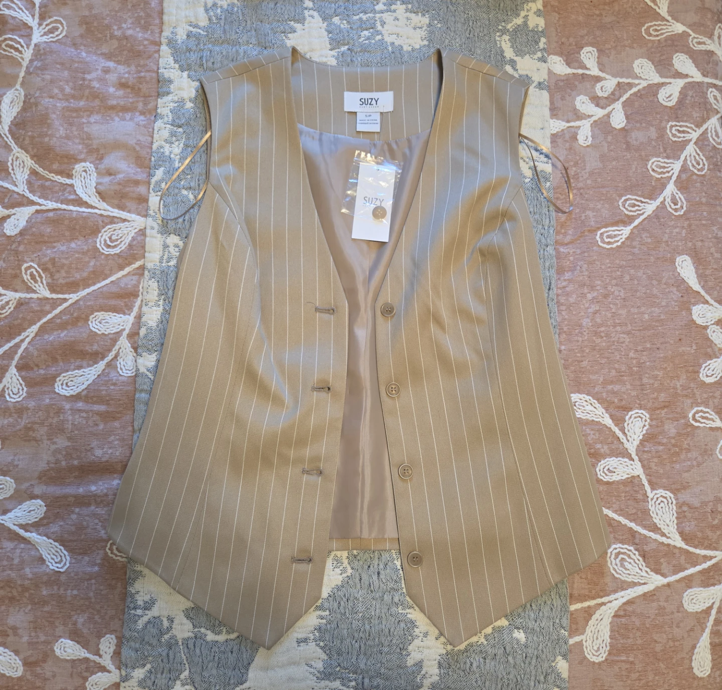 Suzy Pinstripe Vest with White Button-Up Shirt - photo 2