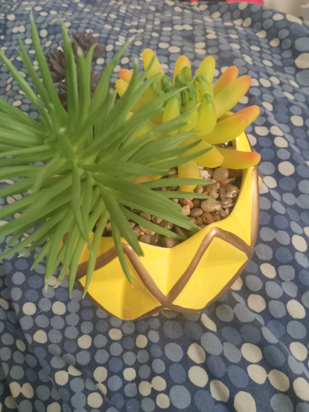 Artificial Succulent Plant in Yellow Geometric Pot