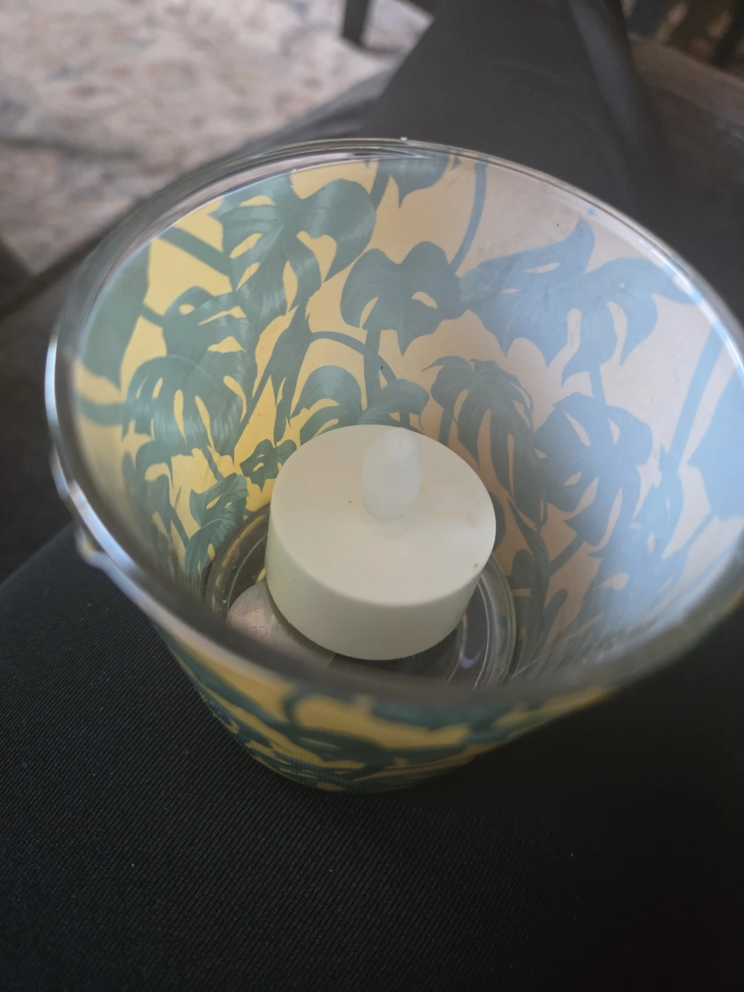 Monstera Leaf Print Candle Holder & led candle - photo 2