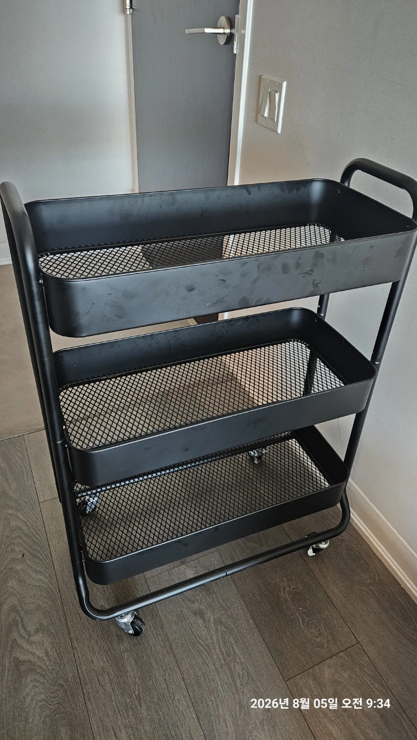 Black 3-Tier Rolling Cart