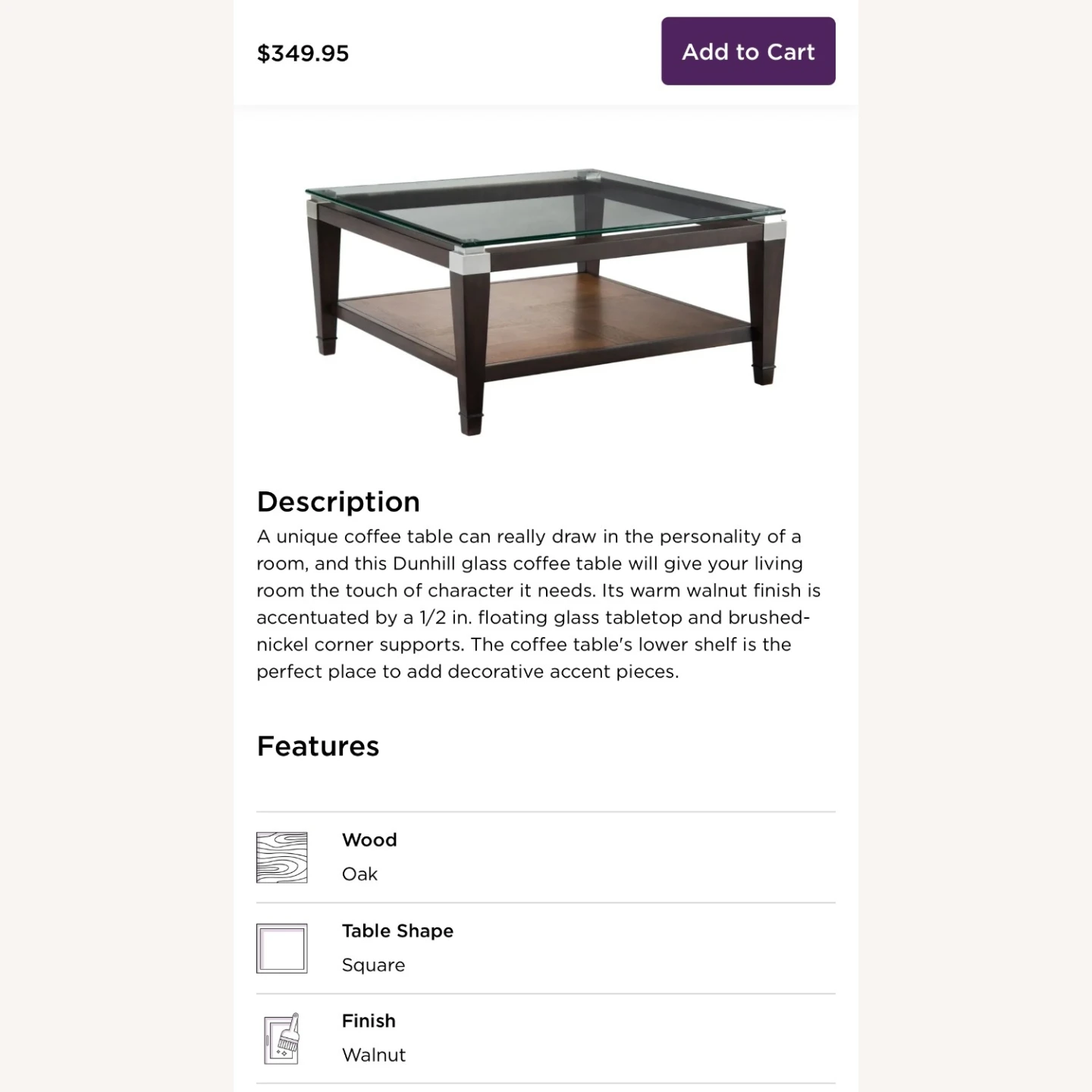 Raymour & Flanigan Dunhill Square Glass Coffee Table - photo 3