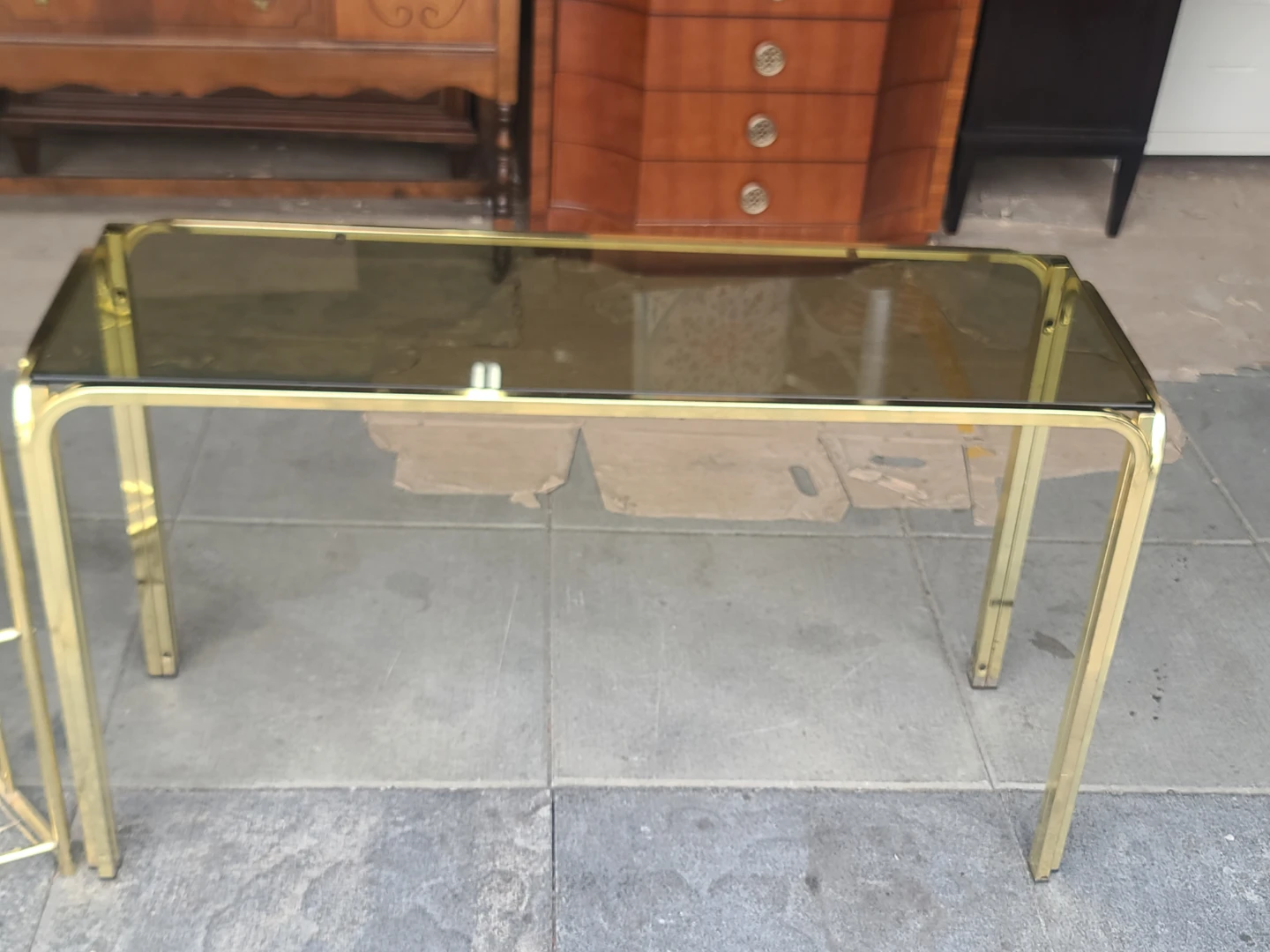 Gold Metal Corner Shelf Unit & Console Table - photo 5