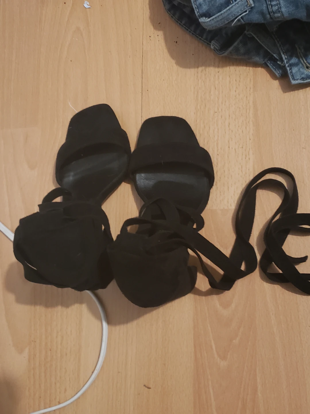 Black Suede Wrap-Around Heels - photo 2