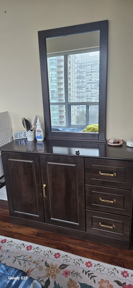 Dark Wood Dresser with Mirror