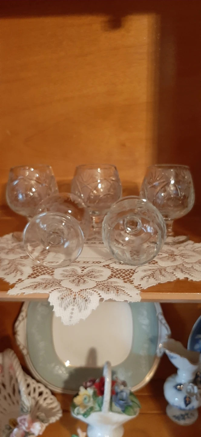 5 Vintage European Cut Crystal Brandy Snifter Glasses. - photo 2