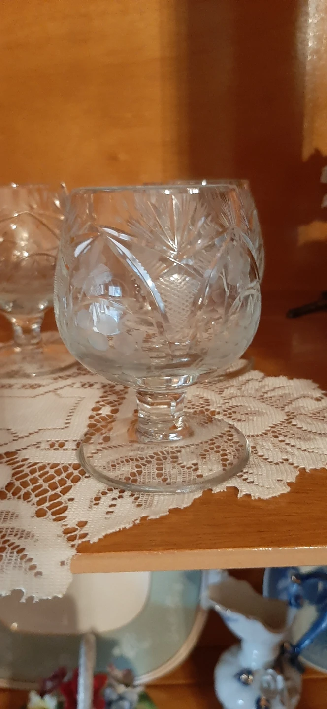 5 Vintage European Cut Crystal Brandy Snifter Glasses. - photo 3