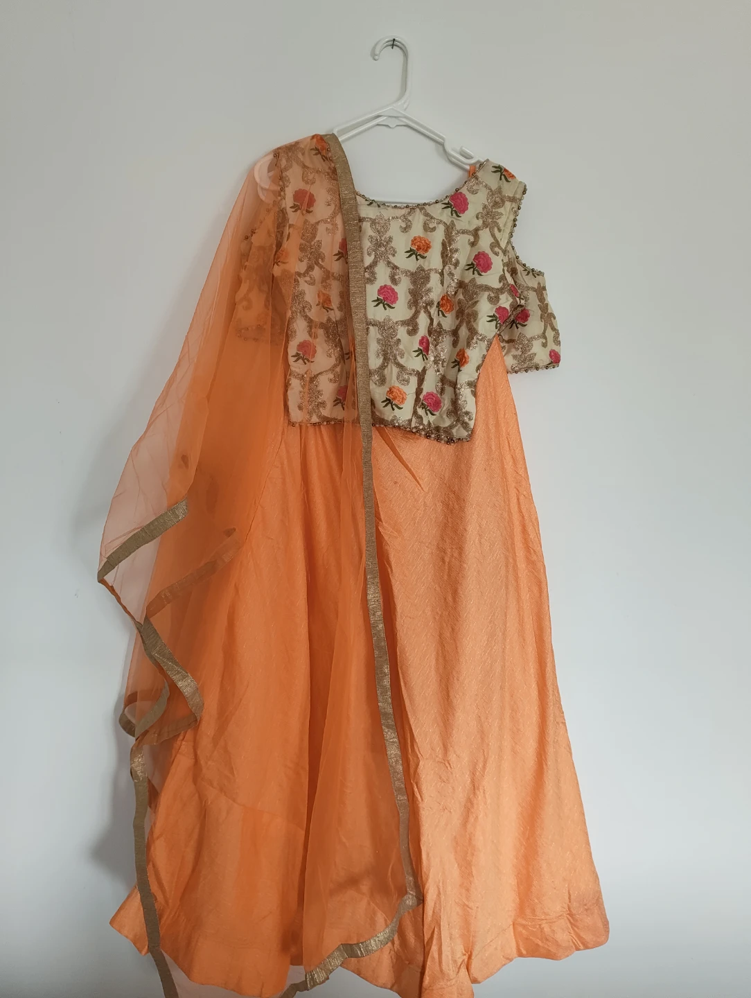 Embroidered Blouse and Skirt Set with Dupatta