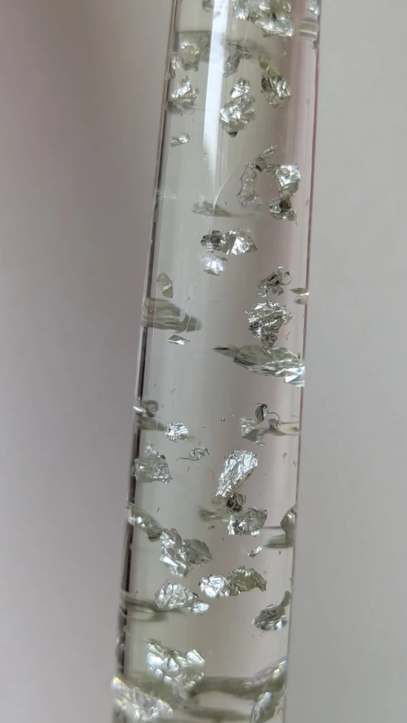 One Vintage Lucite Decorative Taper Candlestick Silver Flecks