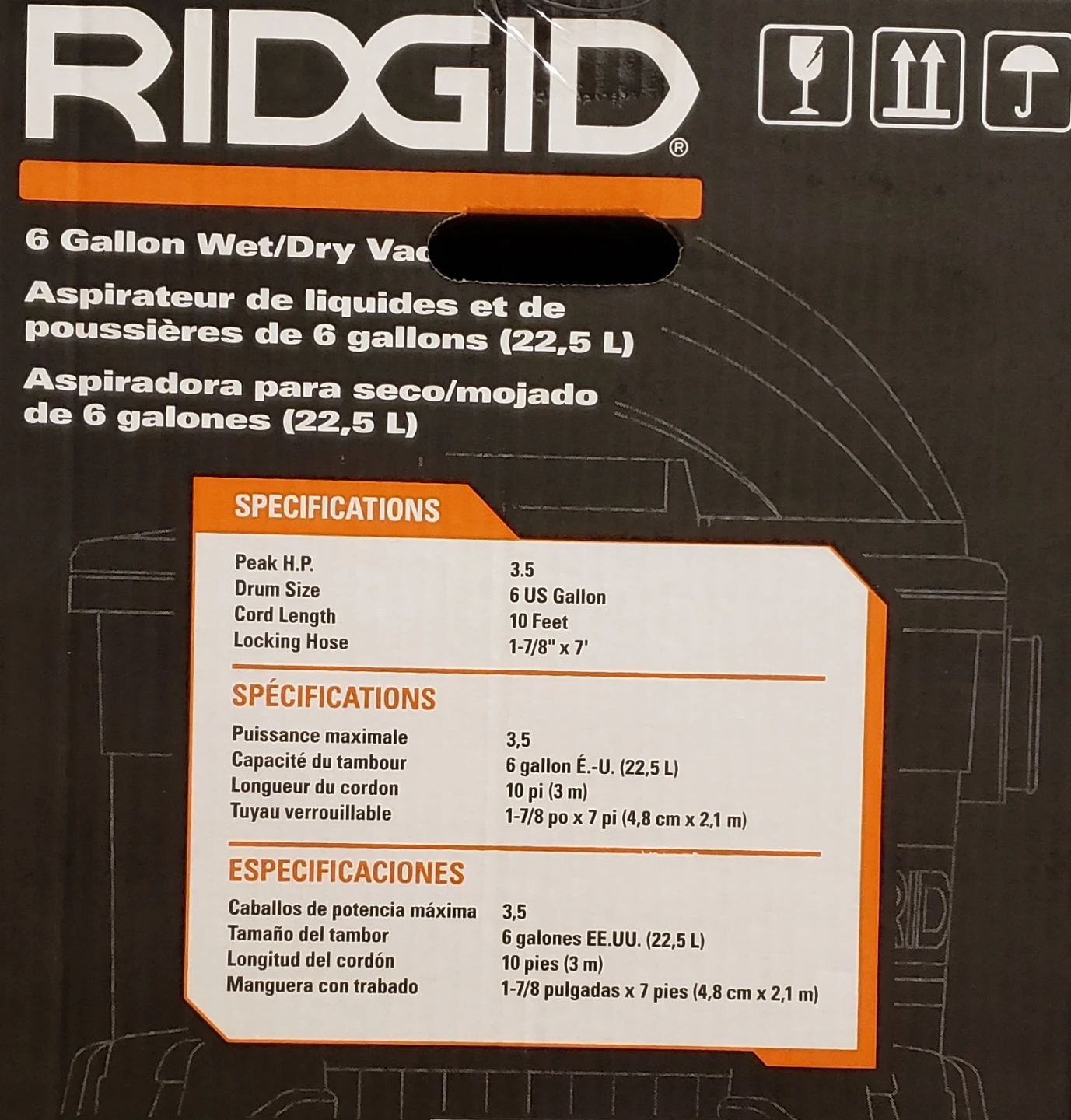 RIDGID 6 Gallon Wet/Dry Vac - photo 3